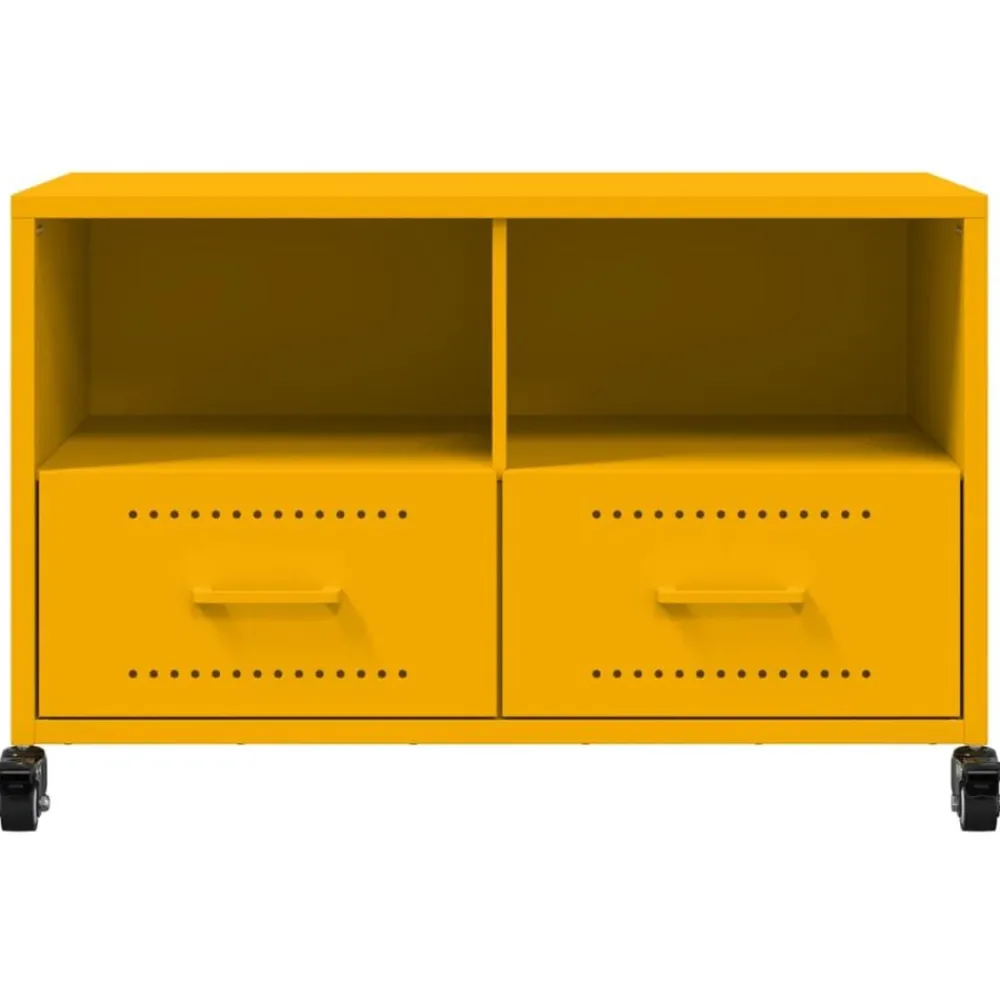 vidaXL Muebles Tv-Mueble TV acero laminado en frío mostaza 68x39x43,5 cm