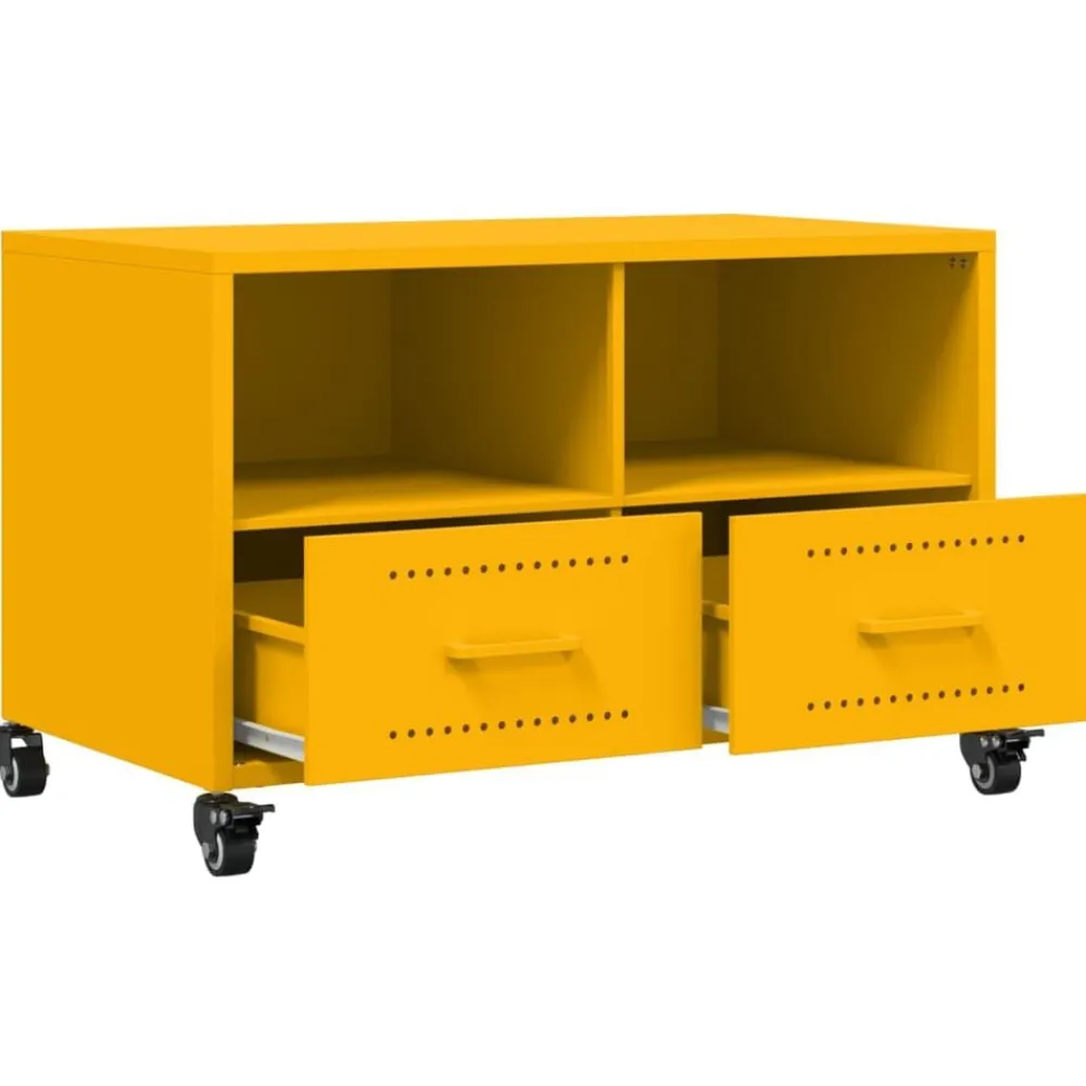 vidaXL Muebles Tv-Mueble TV acero laminado en frío mostaza 68x39x43,5 cm