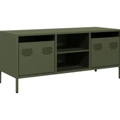 vidaXL Mueble TV acero laminado en frío 101,5x39x43,5 cm Verde oliva Best