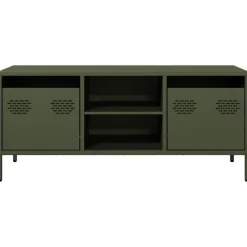vidaXL Mueble TV acero laminado en frío 101,5x39x43,5 cm Verde oliva Best