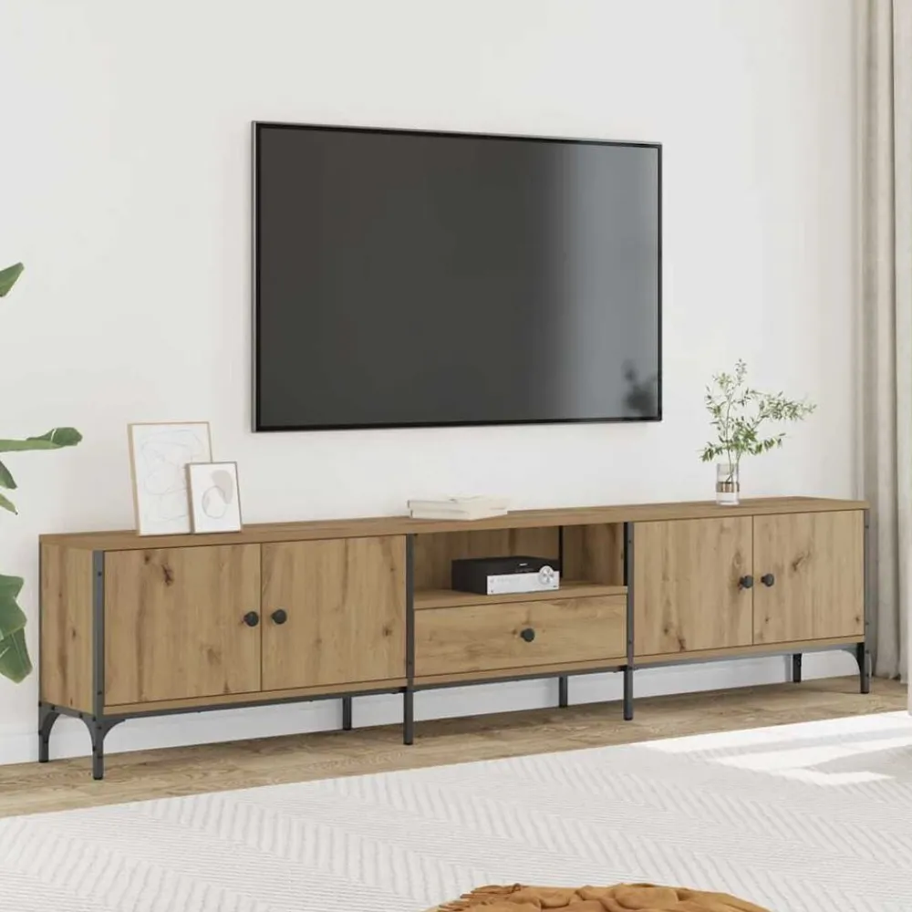 vidaXL Mueble TV cajón madera ingeniería roble artesanal 200x25x44 cm Roble artisan Outlet