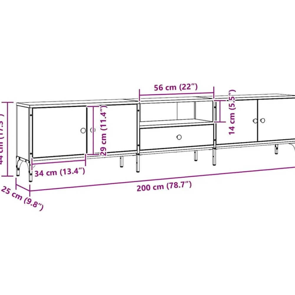 vidaXL Mueble TV cajón madera ingeniería roble artesanal 200x25x44 cm Roble artisan Outlet