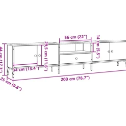 vidaXL Muebles Tv-Mueble TV con cajón madera ingeniería envejecida 200x25x44 cm