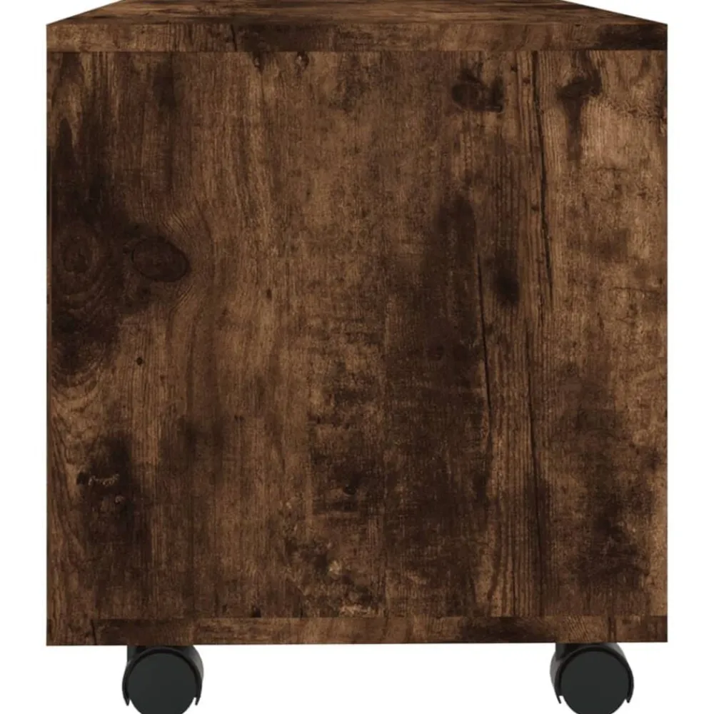 vidaXL Mueble TV con ruedas madera contrachapada roble humo 90x35x35cm Roble ahumado Online