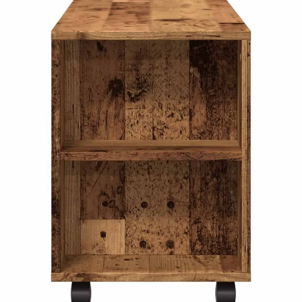 vidaXL Mueble TV con ruedas madera ingeniería envejecida 102x34,5x43cm Madera antigua Sale