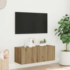 vidaXL Mueble TV de pared madera ingeniería 80x30x30 cm Roble artisan Discount