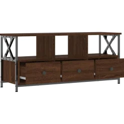 vidaXL Mueble TV hierro madera contrachapada roble marrón 102x33x45 cm Marr&oacute;n roble New