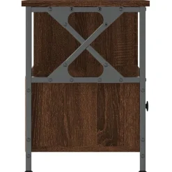 vidaXL Mueble TV hierro madera contrachapada roble marrón 102x33x45 cm Marr&oacute;n roble New