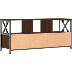 vidaXL Mueble TV hierro madera contrachapada roble marrón 102x33x45 cm Marr&oacute;n roble New