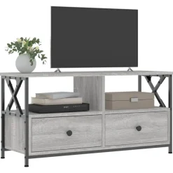 vidaXL Muebles Tv-Mueble TV hierro y madera contrachapada 90x33x45 cm