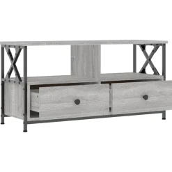 vidaXL Muebles Tv-Mueble TV hierro y madera contrachapada 90x33x45 cm