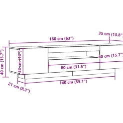 vidaXL Mueble TV luces LED madera ingeniería envejecida 160x35x40 cm Madera antigua Hot