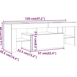 vidaXL Mueble TV luces LED madera ingeniería envejecida 120x36,5x40 cm Madera antigua Sale