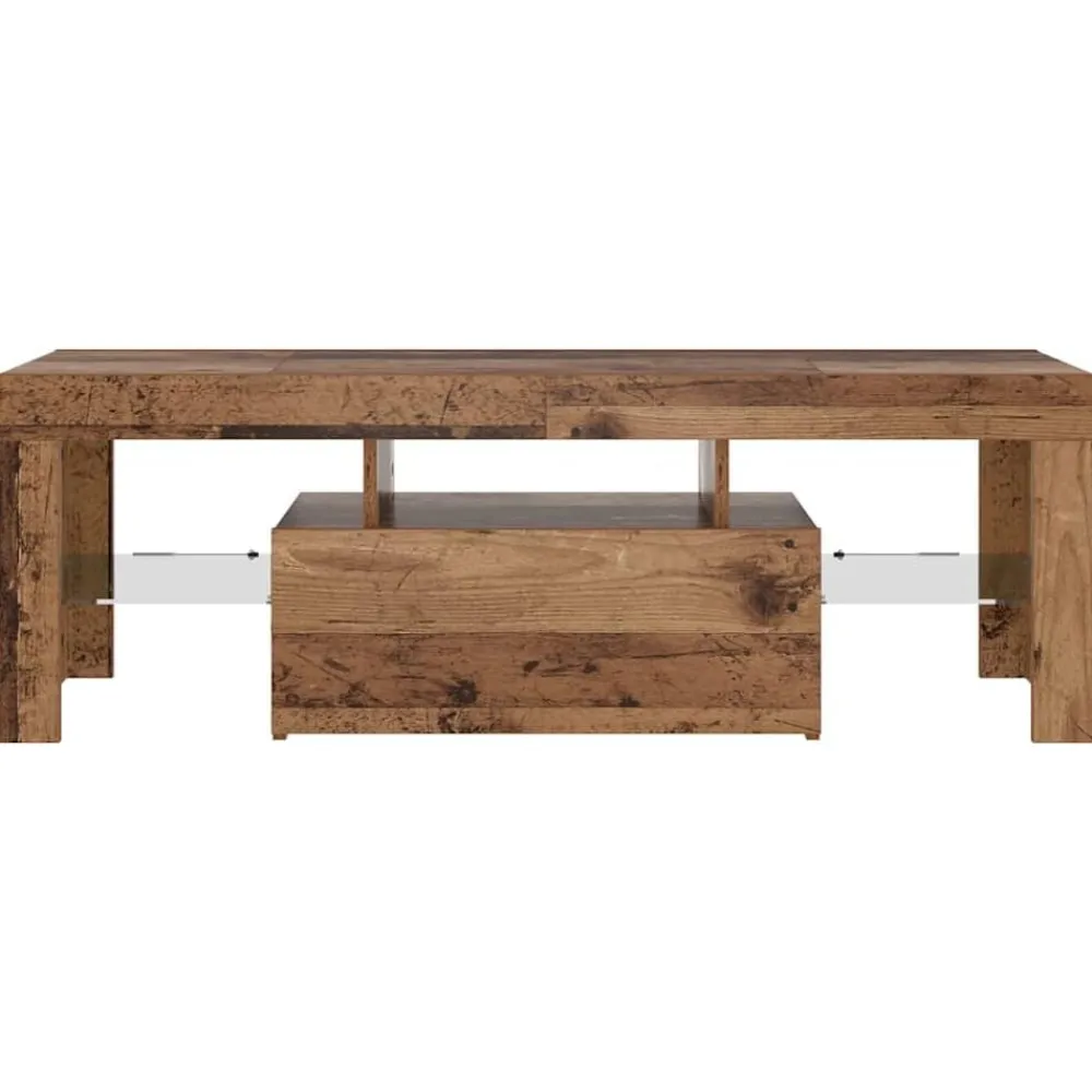 vidaXL Mueble TV luces LED madera ingeniería envejecida 120x36,5x40 cm Madera antigua Sale