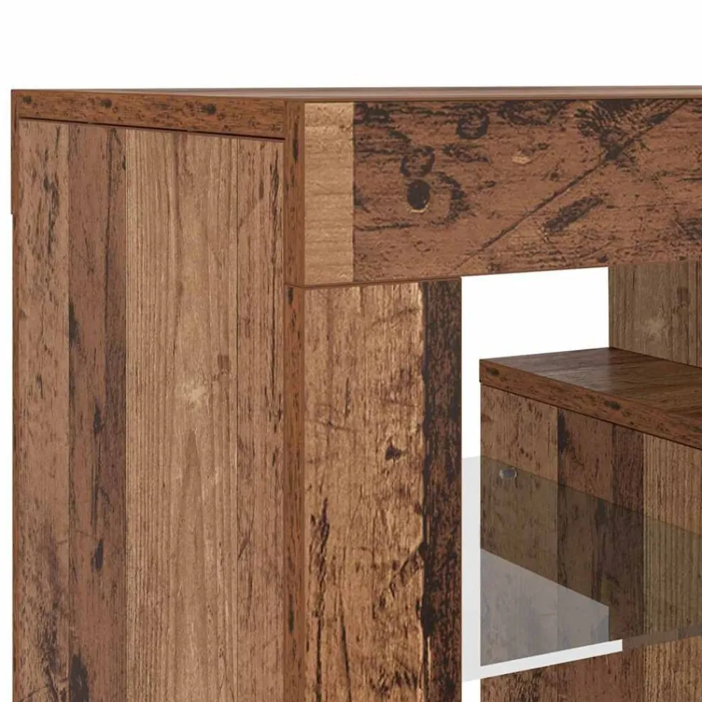 vidaXL Mueble TV luces LED madera ingeniería envejecida 120x36,5x40 cm Madera antigua Sale