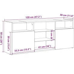 vidaXL Mueble TV luces LED madera ingeniería envejecida 120x30x50 cm Madera antigua Discount