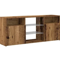 vidaXL Mueble TV luces LED madera ingeniería envejecida 120x30x50 cm Madera antigua Discount