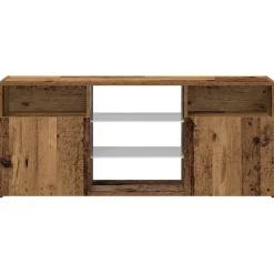 vidaXL Mueble TV luces LED madera ingeniería envejecida 120x30x50 cm Madera antigua Discount