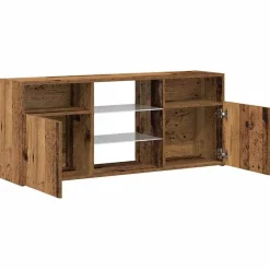 vidaXL Mueble TV luces LED madera ingeniería envejecida 120x30x50 cm Madera antigua Discount
