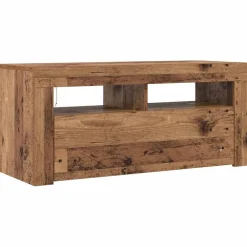 vidaXL Muebles Tv-Mueble TV luces LED madera ingeniería envejecida 90x35x40 cm