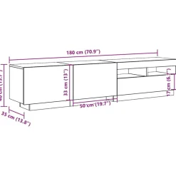 vidaXL Mueble TV luces LED madera ingeniería envejecida 180x35x40 cm Madera antigua Sale