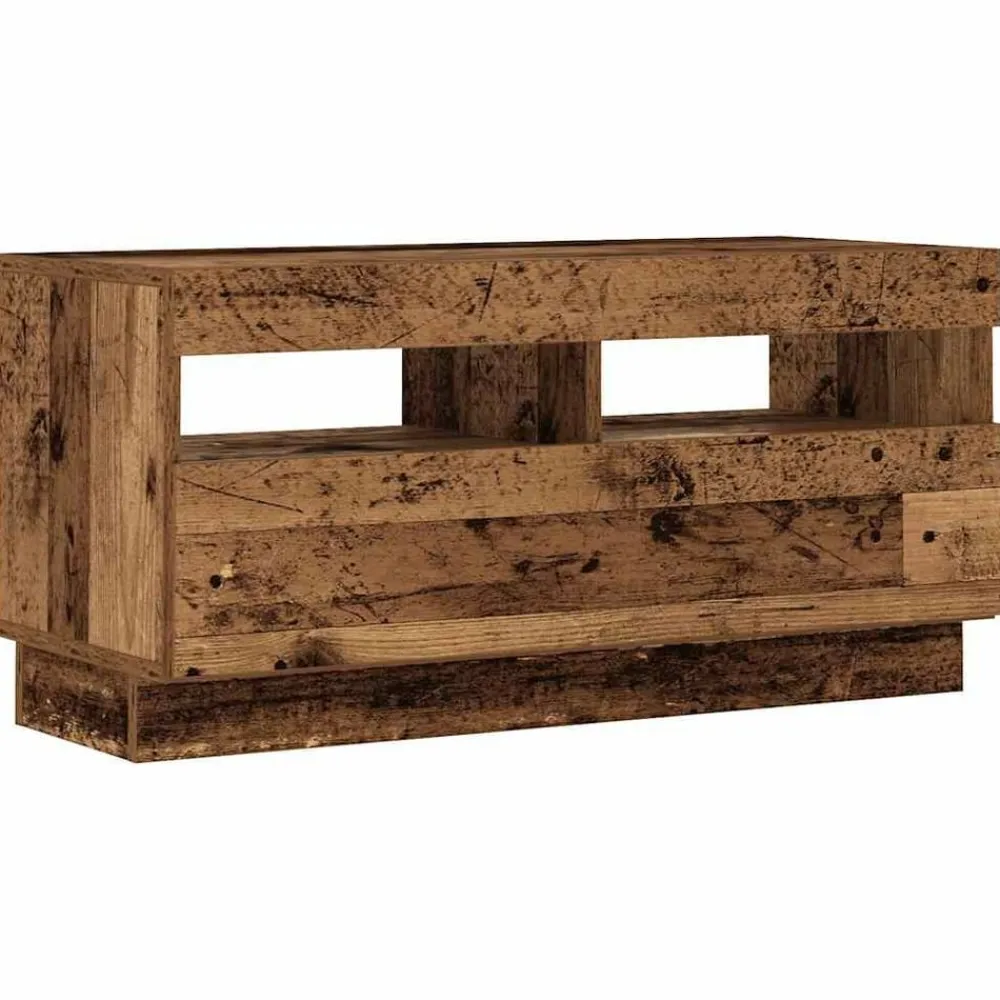vidaXL Mueble TV luces LED madera ingeniería envejecida 180x35x40 cm Madera antigua Sale