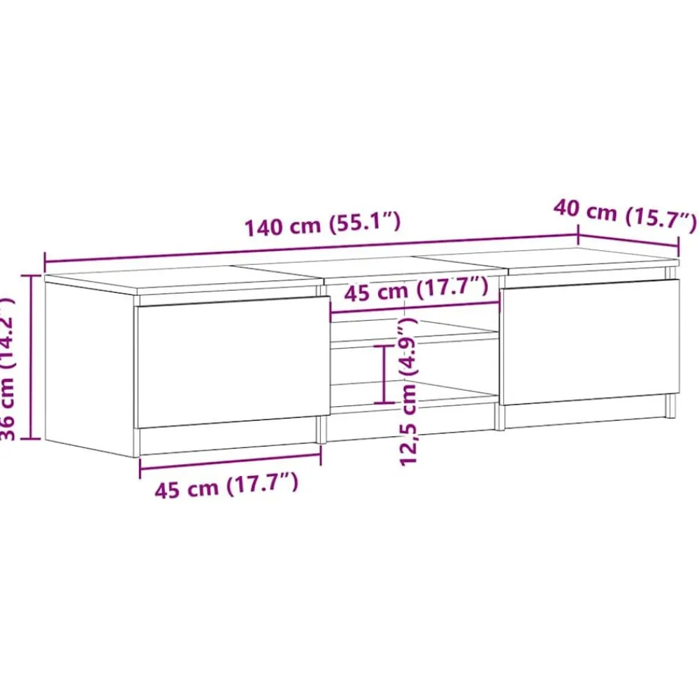 vidaXL Muebles Tv-Mueble TV madera contrachapada color 140x40x35,5cm