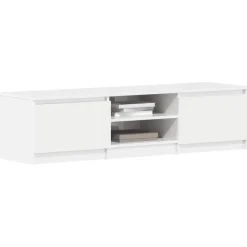 vidaXL Mueble TV madera contrachapada 140x40x35,5cm Blanco brillante Discount