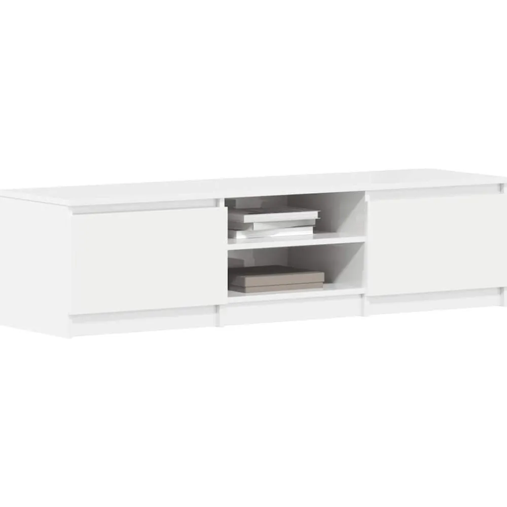 vidaXL Mueble TV madera contrachapada 140x40x35,5cm Blanco brillante Discount