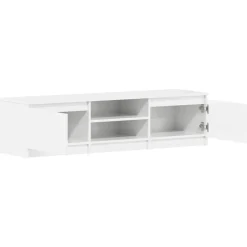 vidaXL Mueble TV madera contrachapada 140x40x35,5cm Blanco brillante Discount