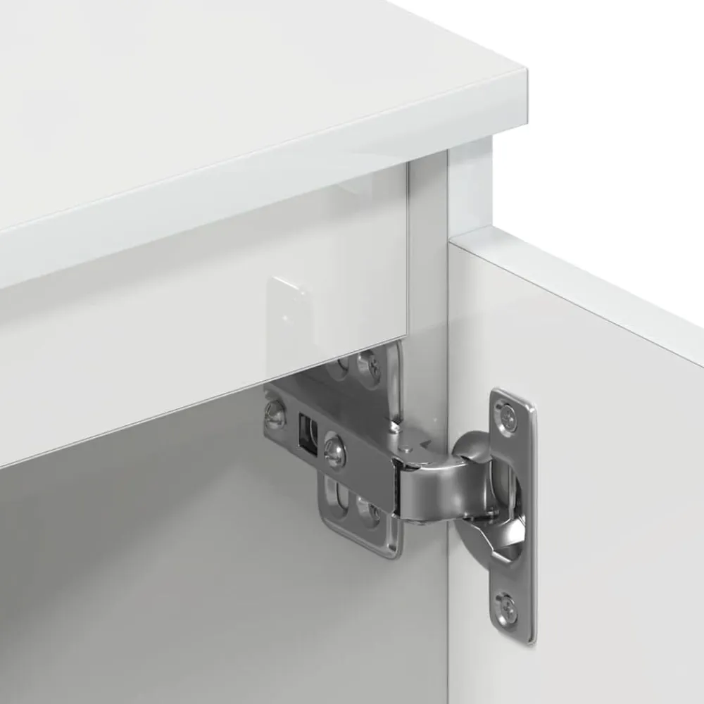 vidaXL Mueble TV madera contrachapada 140x40x35,5cm Blanco brillante Discount