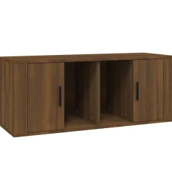 vidaXL Muebles Tv-Mueble TV madera contrachapada color marrón roble 100x35x40 cm