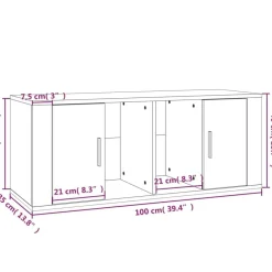 vidaXL Muebles Tv-Mueble TV madera contrachapada color marrón roble 100x35x40 cm