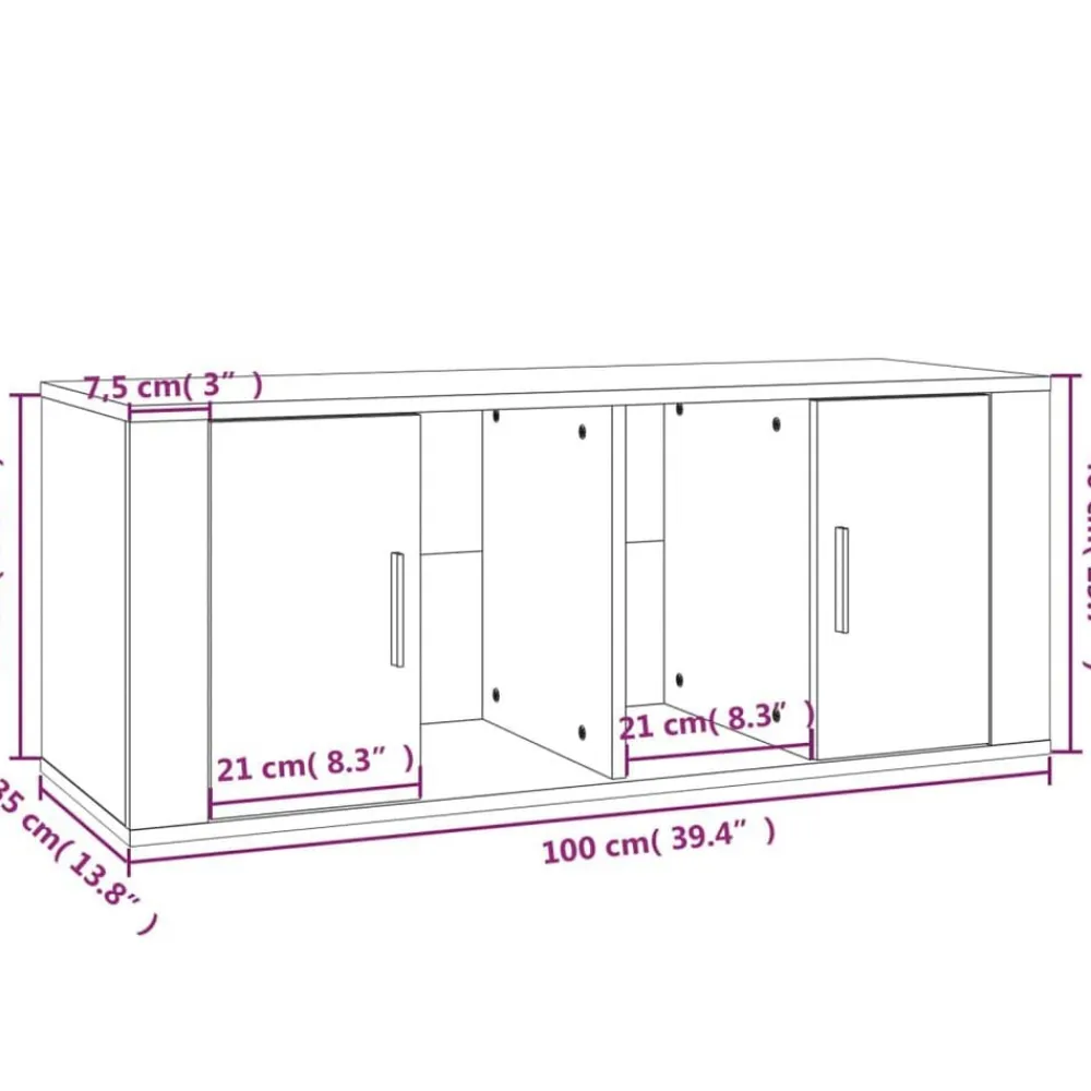 vidaXL Muebles Tv-Mueble TV madera contrachapada color marrón roble 100x35x40 cm