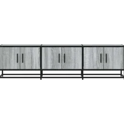 vidaXL Mueble TV madera ingeniería y metal 150x35x41 cm Gris sonoma Outlet
