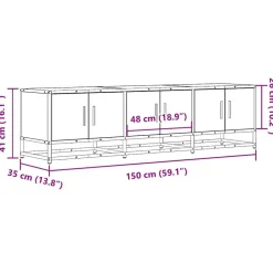 vidaXL Mueble TV madera ingeniería y metal 150x35x41 cm Gris sonoma Outlet
