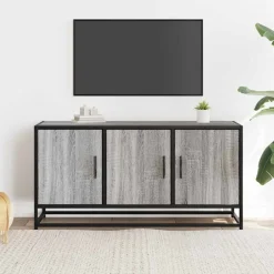 vidaXL Muebles Tv-Mueble TV madera ingeniería y metal 100x35x50 cm