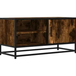 vidaXL Muebles Tv-Mueble TV metal y madera ingeniería roble humo 80x34,5x40 cm