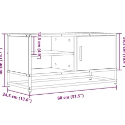 vidaXL Muebles Tv-Mueble TV metal y madera ingeniería roble humo 80x34,5x40 cm