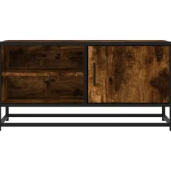 vidaXL Muebles Tv-Mueble TV metal y madera ingeniería roble humo 80x34,5x40 cm