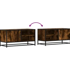 vidaXL Muebles Tv-Mueble TV metal y madera ingeniería roble humo 80x34,5x40 cm