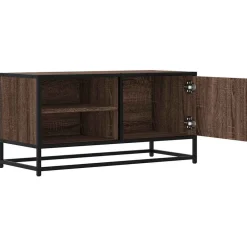 vidaXL Muebles Tv-Mueble TV metal y madera ingeniería marrón roble 80x34,5x40 cm