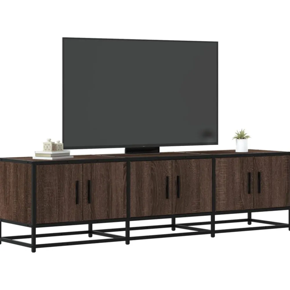 vidaXL Muebles Tv-Mueble TV metal y madera ingeniería marrón roble 150x35x41 cm