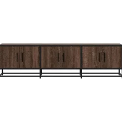 vidaXL Muebles Tv-Mueble TV metal y madera ingeniería marrón roble 150x35x41 cm