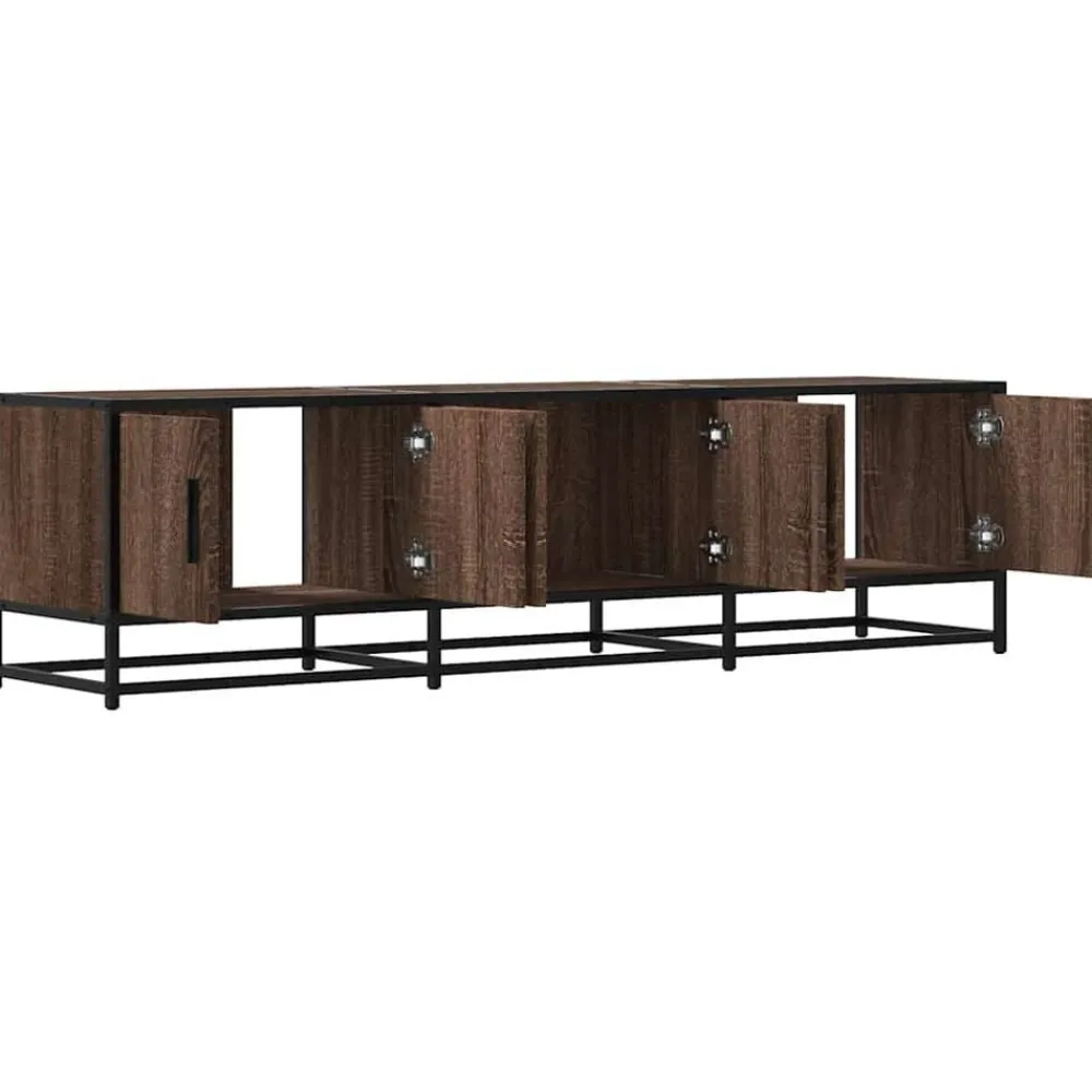 vidaXL Muebles Tv-Mueble TV metal y madera ingeniería marrón roble 150x35x41 cm