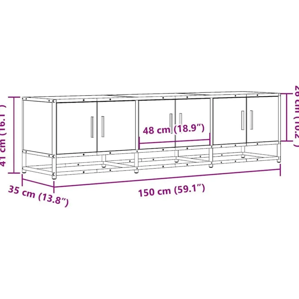 vidaXL Muebles Tv-Mueble TV metal y madera ingeniería marrón roble 150x35x41 cm
