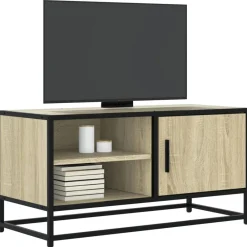 vidaXL Muebles Tv-Mueble TV metal y madera ingeniería 80x34,5x40 cm