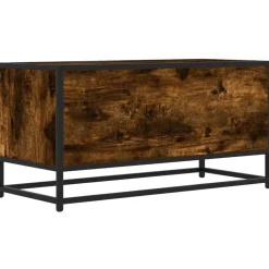vidaXL Mueble TV metal y madera ingeniería roble humo 80x34,5x40 cm Roble ahumado New