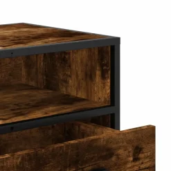 vidaXL Mueble TV metal y madera ingeniería roble humo 80x34,5x40 cm Roble ahumado New