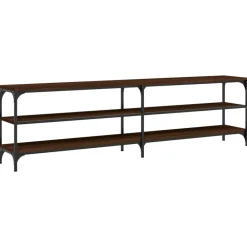 vidaXL Mueble TV metal y madera contrachapada marrón roble 180x30x50cm Marr&oacute;n roble